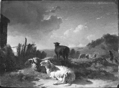 Een kudde schapen in bergachtig landschap, 1798, Balthasar Ommeganck