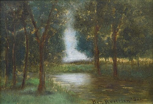 Landscape - Trees by a Stream, 1921, Ben Austrian