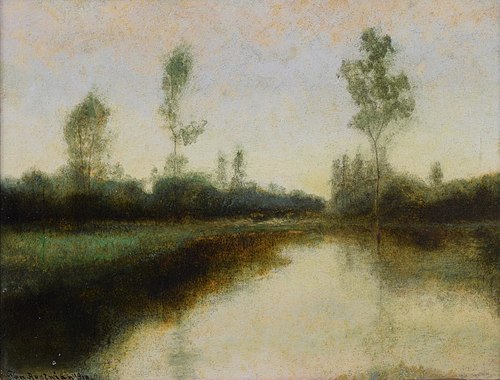 Trees by a Lake, 1918, Ben Austrian
