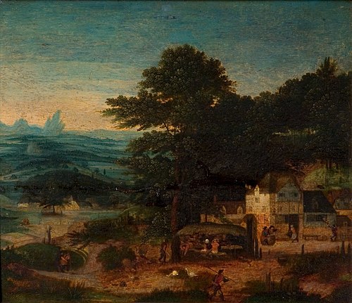 Landschap met herberg en boeren, 1542, Corneille Metsys