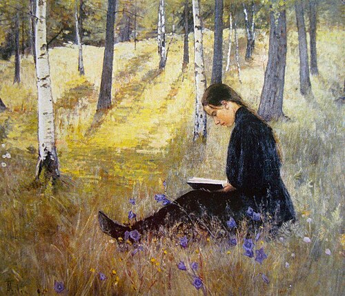 Girl Reading in a Landscape, 1896, Ada Thilén