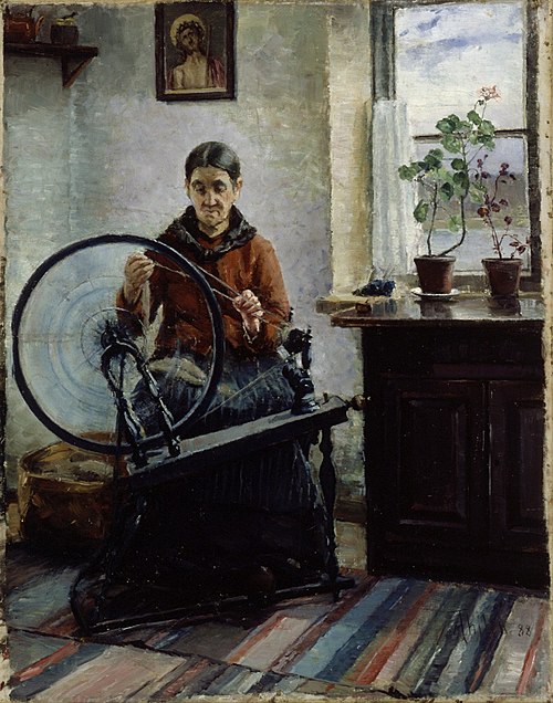 At the Spinning Wheel, 1888, Ada Thilén