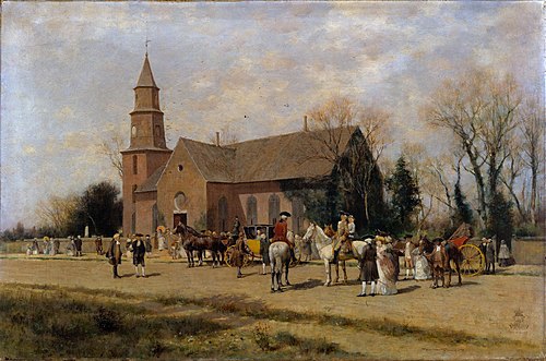 Old Bruton Church, Williamsburg, Virginia, in the Time of Lord Dunmore, 1893, Alfred Wordsworth Thompson