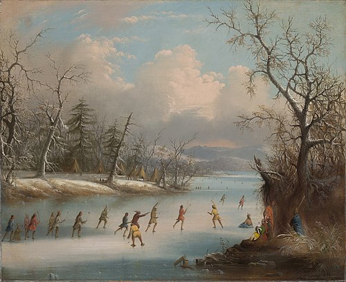 Indians Playing Lacrosse on the Ice, 1859, Edmund C. Coates