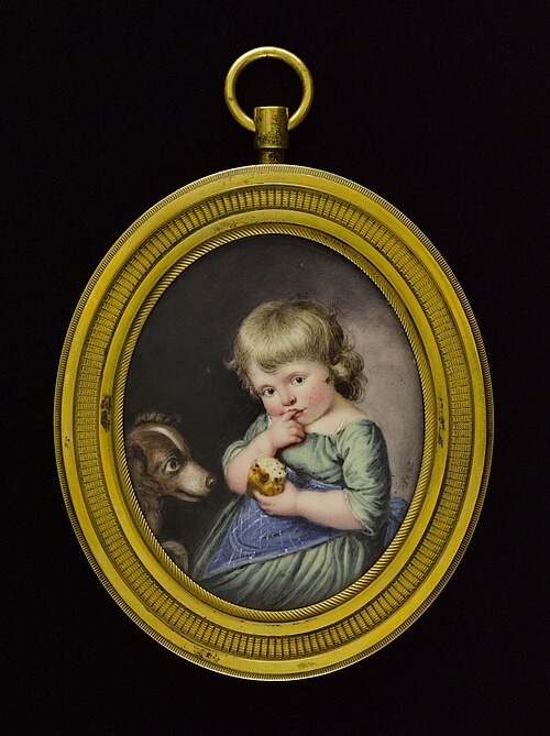Portrait de fillette avec un chien, 1790, Thomas Peat