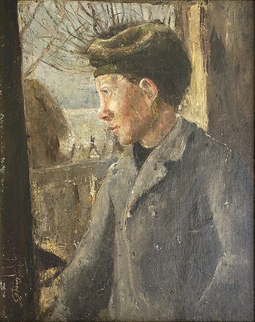 Bondeknøs kigger ud af en dør, , Laurits Andersen Ring