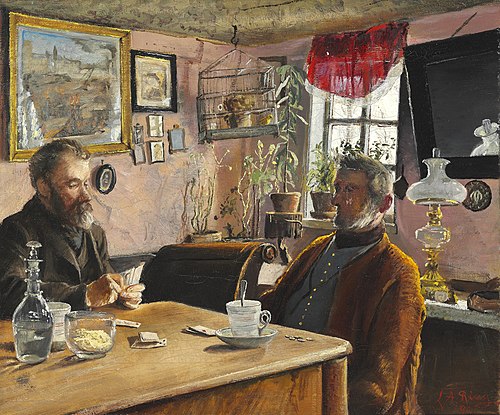 Kortspillere. To Figurer, 1893, Laurits Andersen Ring