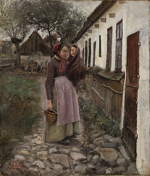 Uden for et bondehus, 1885, Laurits Andersen Ring