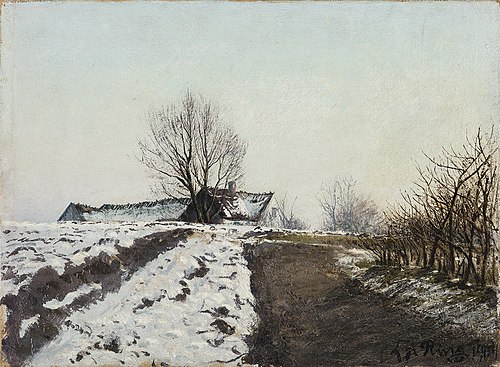 Klar vinterdag henad aften. Baldersbrønde, 1904, Laurits Andersen Ring