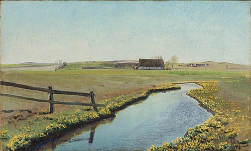 Åløb ved forsommertid. Frederiksværk, 1900, Laurits Andersen Ring