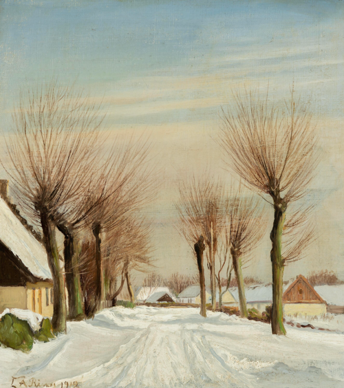 A bright winter day. Poplars along a snow-covered road., 1912, Laurits Andersen Ring