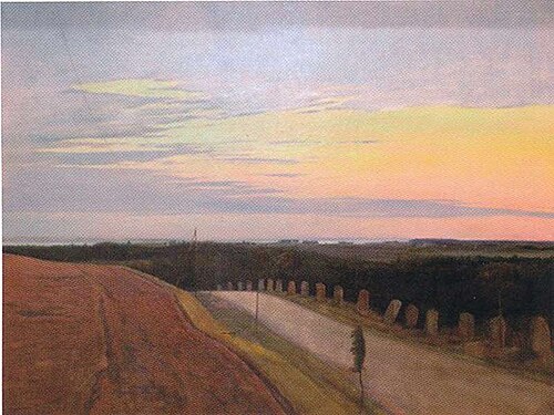 Aften. Landevej mellem Helsinge og Frederiksværk, 1899, Laurits Andersen Ring