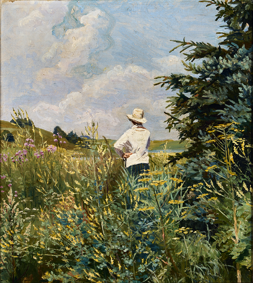 A Danish summer landscape with a back-facing figure, Enø., 1931, Laurits Andersen Ring