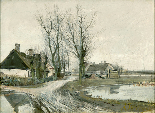 Road by the village pond in Baldersbrønde., 1904, Laurits Andersen Ring