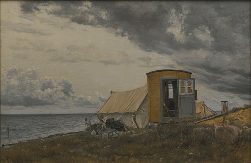 View of a Shore with the Artist's Wagon and Tent at Enö, 1913, Laurits Andersen Ring