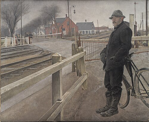 Waiting for the Train. Level Crossing by Roskilde Highway, 1914, Laurits Andersen Ring