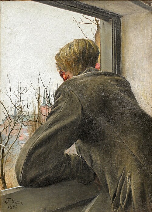 Sønnen Ole kigger ud af vinduet, 1930, Laurits Andersen Ring