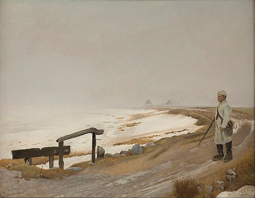 Foggy winter's day. Karrebæksminde, 1897, Laurits Andersen Ring