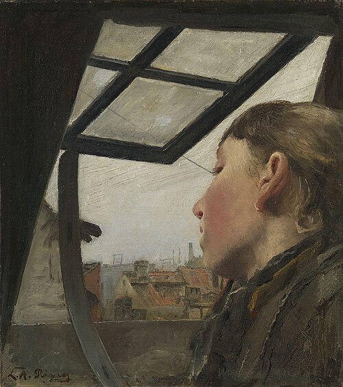 Young Girl looking out of a Window, 1885, Laurits Andersen Ring