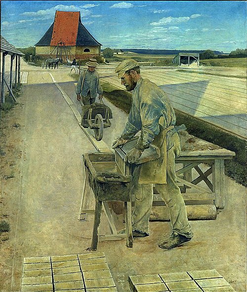 Teglværksarbejdere. Ladby teglværk, 1892, Laurits Andersen Ring