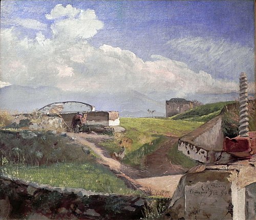Schleuse bei Pompeji. Ein Freilichtmaler mit Sonnenschirm, 1894, Laurits Andersen Ring