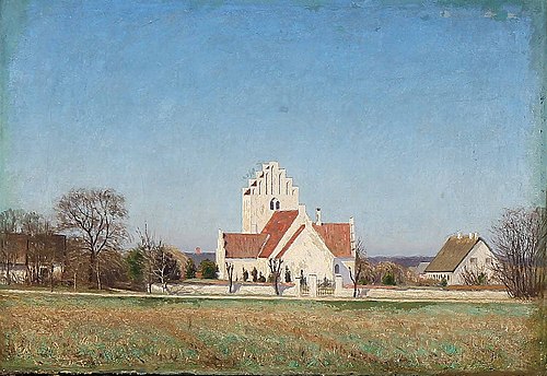 Danish summer day with the Church of Lynge, , Laurits Andersen Ring