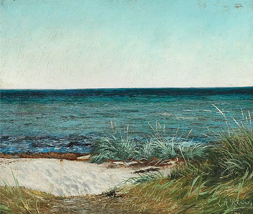 Sommerdag ved Greve Strand. Solskin. Blaa Himmel og blaat Vand, 1911, Laurits Andersen Ring