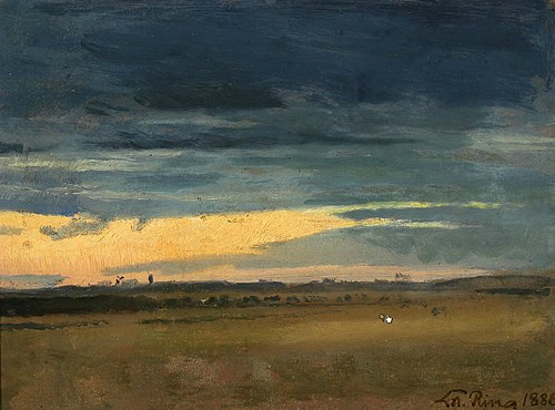 Landskab fra Næstvedegnen. Efter Solnedgang, 1887, Laurits Andersen Ring