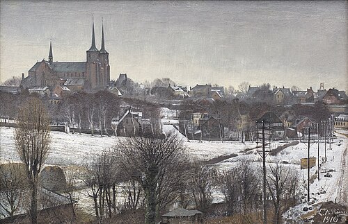 Udsigt over Roskilde fra Sankt Jørgensbjerg, 1916, Laurits Andersen Ring
