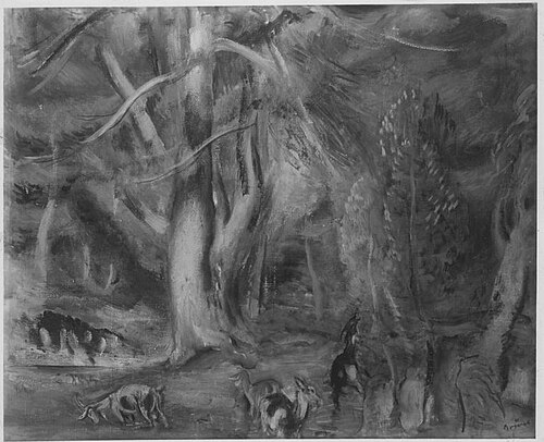 Große Pinien (Landschaft mit Ziegen), 1927, Heinrich Brüne
