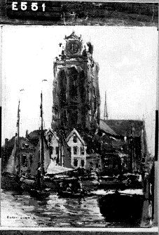 Bomkade met Grote Kerk te Dordrecht, 1900, Anton Dirckx