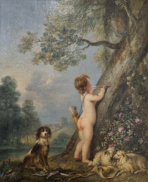 L'Amour gravant sur un arbre le nom de La Valière, , Charles Etienne Leguay