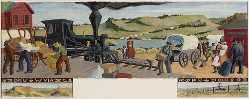 End of the Line (mural study, Valentine, Nebraska Post Office), 1939, Kady B. Faulkner