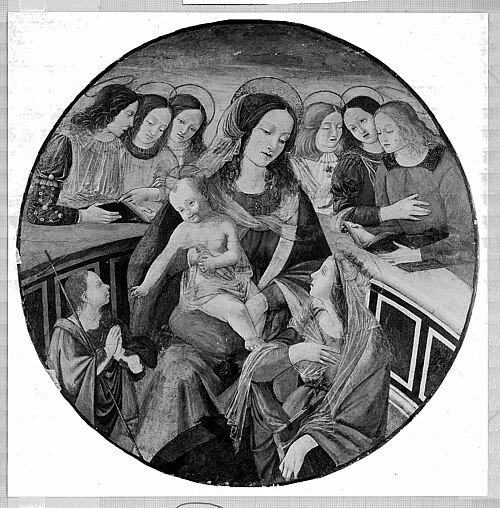 The Virgin and the Child, Young St. John, St. Catherine of Alexandria and Six Singing Angels, , Master of the Borghese Tondo