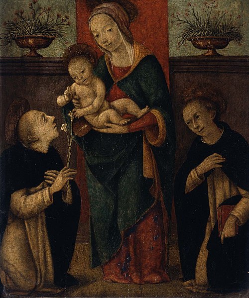 Virgin and Child with Saints Dominic and Thomas Aquinas (?), 1502, Master of the Borghese Tondo
