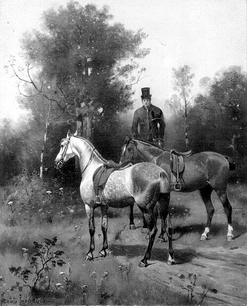 Horses and Mounted Groom, 1890, Nicholas Winfield Scott Leighton