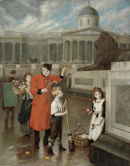 An old soldier's story, 1887, Augustus Edwin Mulready
