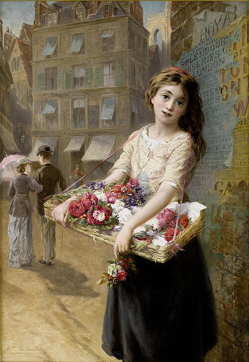 A street flower seller, 1882, Augustus Edwin Mulready