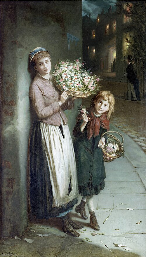 Flower girls – a summers night, 1885, Augustus Edwin Mulready