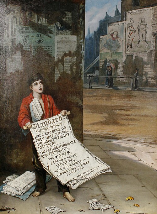 A London news boy, 1893, Augustus Edwin Mulready
