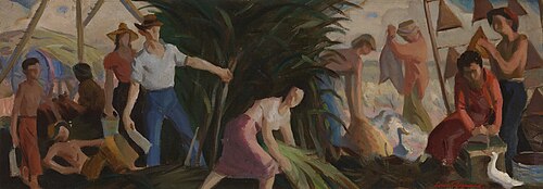 The Harvest (mural study, Abbeville, Louisiana Post Office), 1938, Louis Raynaud