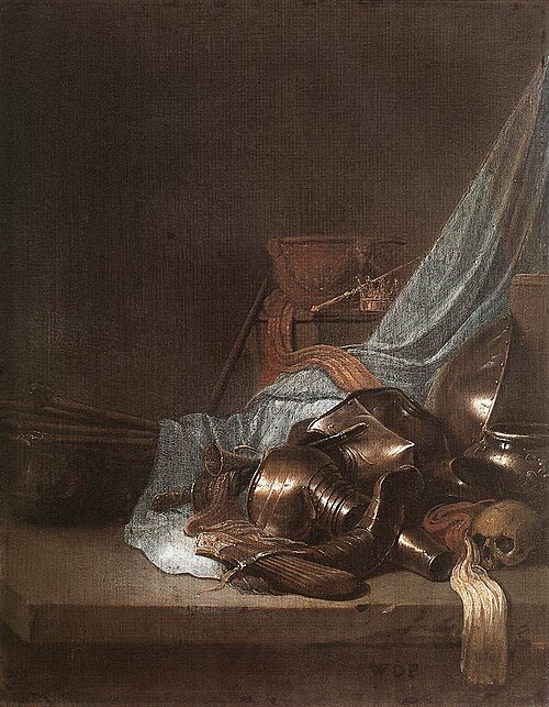 Still-life with banners and weapons, 1636, Willem de Poorter