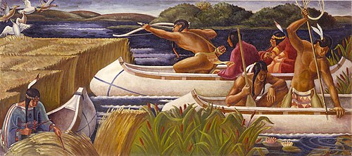 Indian Hunters and Rice Gatherers (Study for St. James, Minnesota Post Office Mural), 1939, Margaret Martin