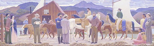 San Rafael Creek--1851 (mural study, San Rafael, California Post Office), 1937, Oscar Galgiani