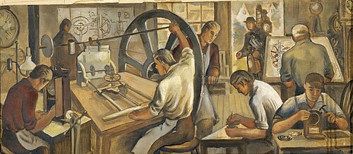 Early Clockmaking (mural study, Thomaston, Connecticut Post Office), 1938, Suzanne McCullough