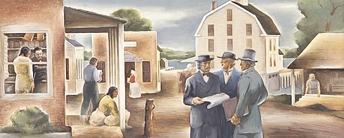 Early Hobart (mural study for Hobart, Indiana Post Office), 1938, William Adelbert Dolwick