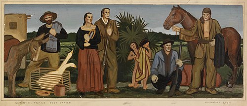 Early Texans (mural study, Conroe, Texas Post Office), 1937, Nicholas Lyon