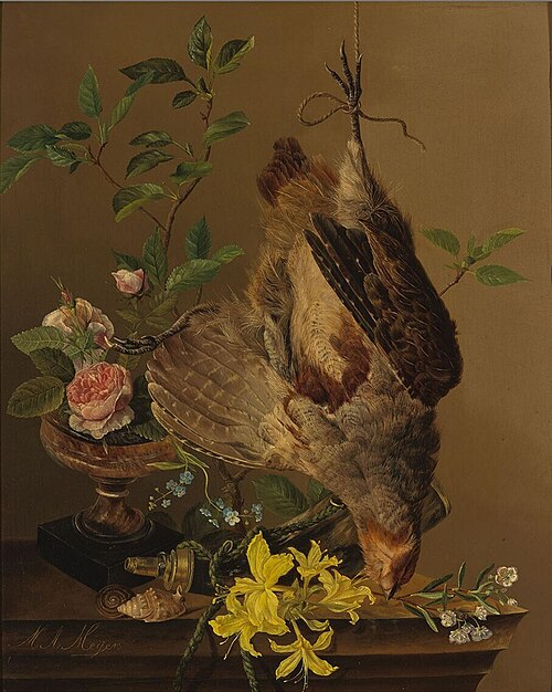 Still Life with Partridge and Flowers, 1850, Mariane Antoinette Meyer