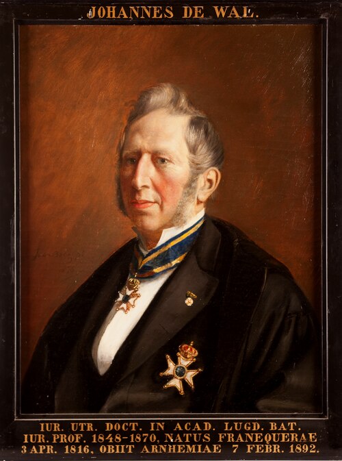 Portret van Johan de Wal, hoogleraar Rechtsgeleerdheid te Leiden, 1876, Joan Berg