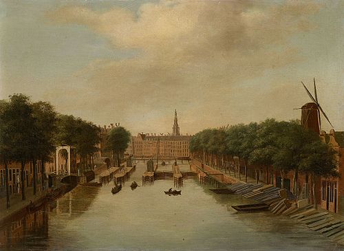 Binnen-Amstel vanaf de Hoge Sluis in noordelijke richting, 1786, Christian Zepp